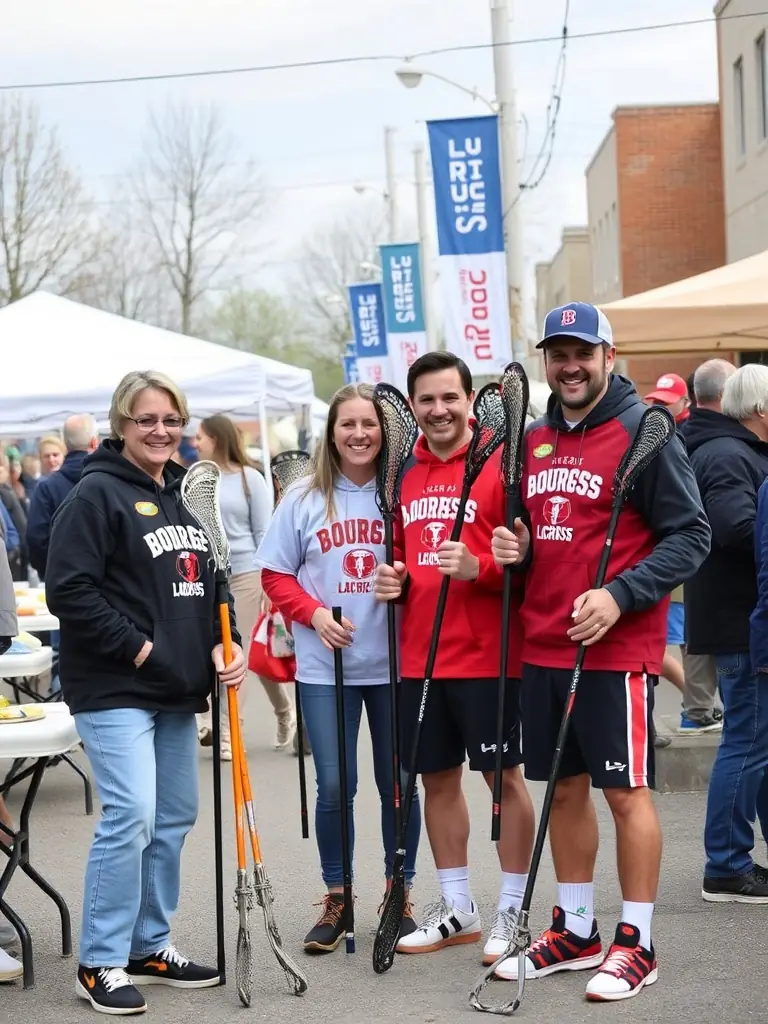 Members of Bourges Lacrosse are participating in a community event, demonstrating their commitment to local engagement and support.