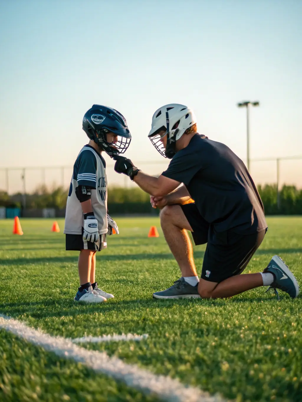 A picture of coaches leading a lacrosse clinic, emphasizing the importance of expert guidance and instruction.