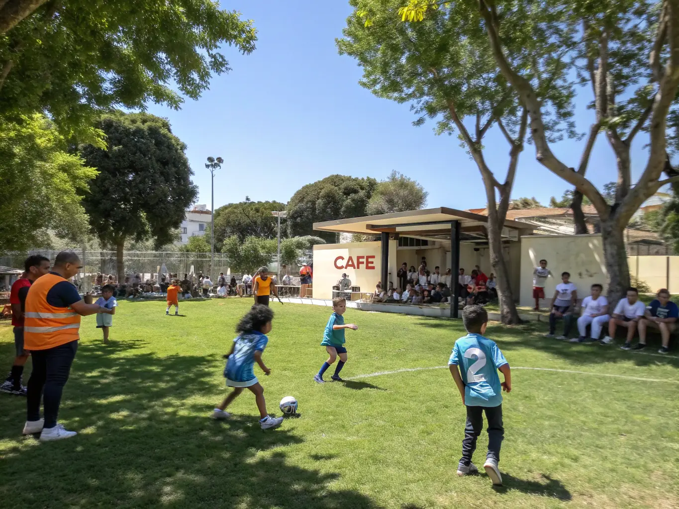 A vibrant image of a BOURGES LACROSSE community event, featuring participants of all ages enjoying lacrosse-related activities and games.